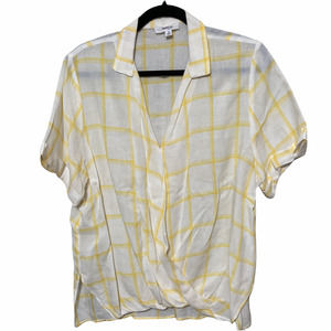 Hashtag Window Pane Plaid Faux Wrap Top M